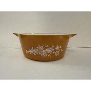 Vtg Pyrex Butterfly Gold 2.5qt Casserole Dish 475 Original 1972 Pattern, Orange